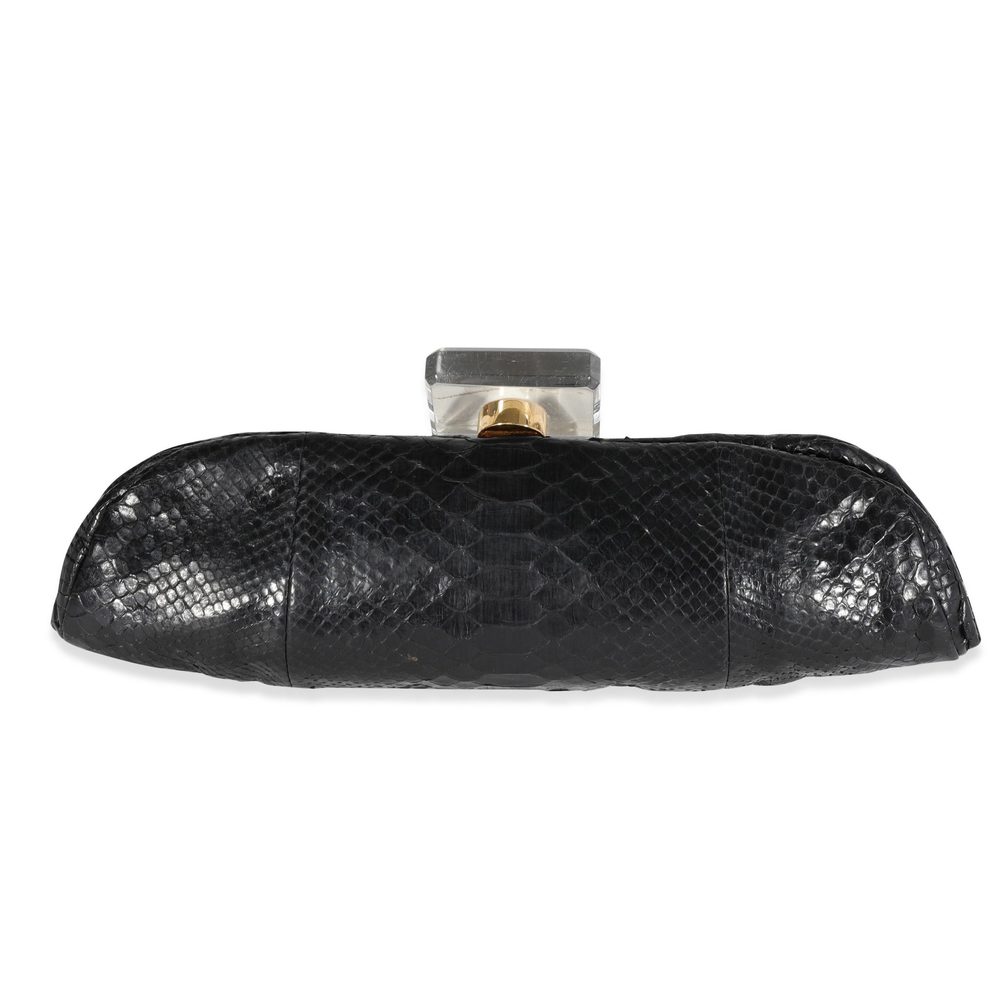 Chanel Black Python Perfume Bottle Top Clutch - image 3